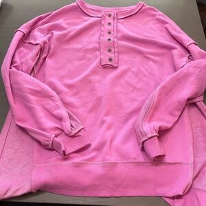 Pink Button-Up Sweatshirt